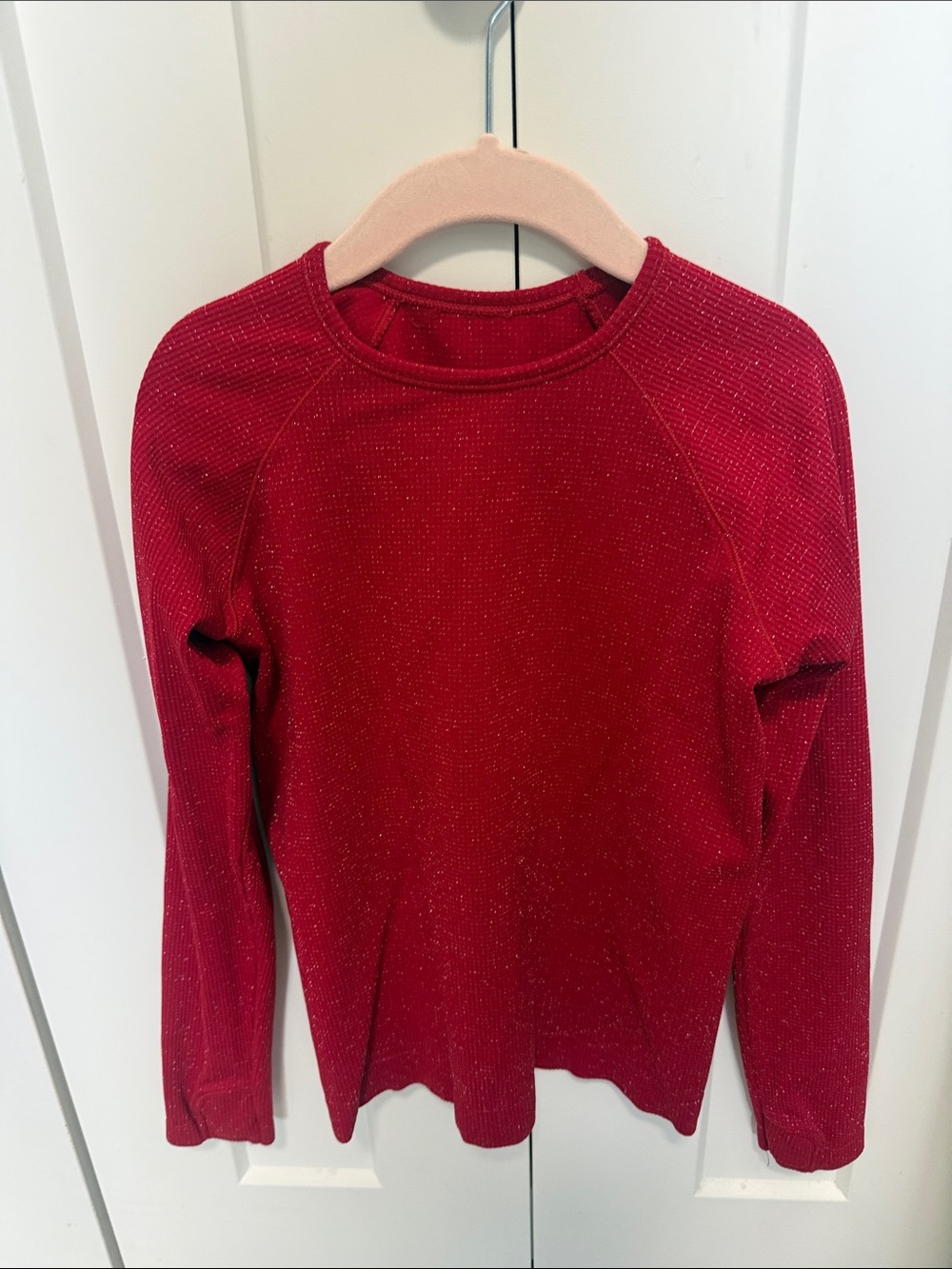 Athleta Girls' Long Sleeve Sparkle Red Tee